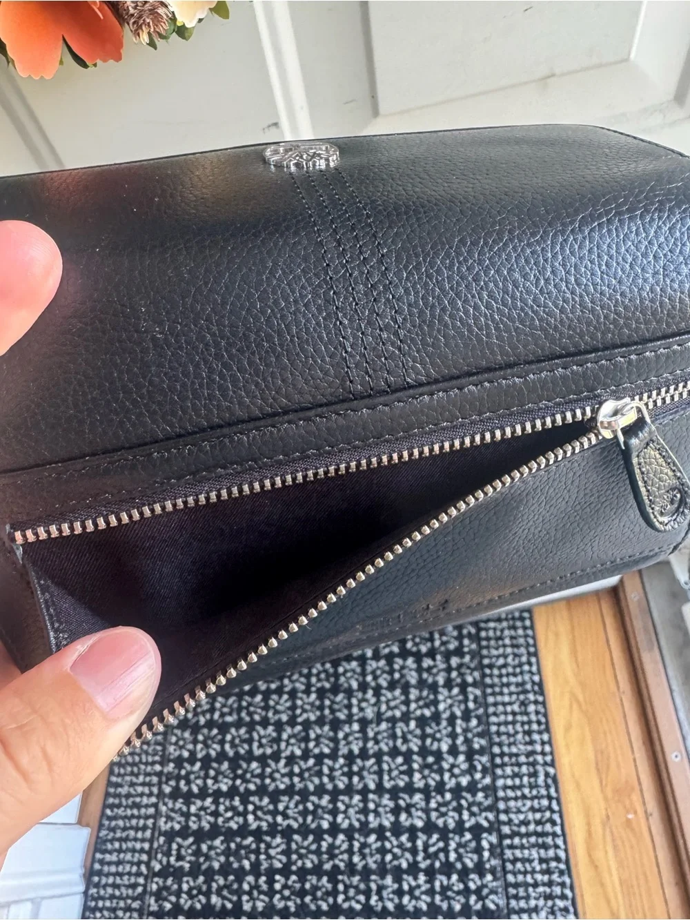 Timberland Black Genuine Leather Wallet with Silver Tree Emblem